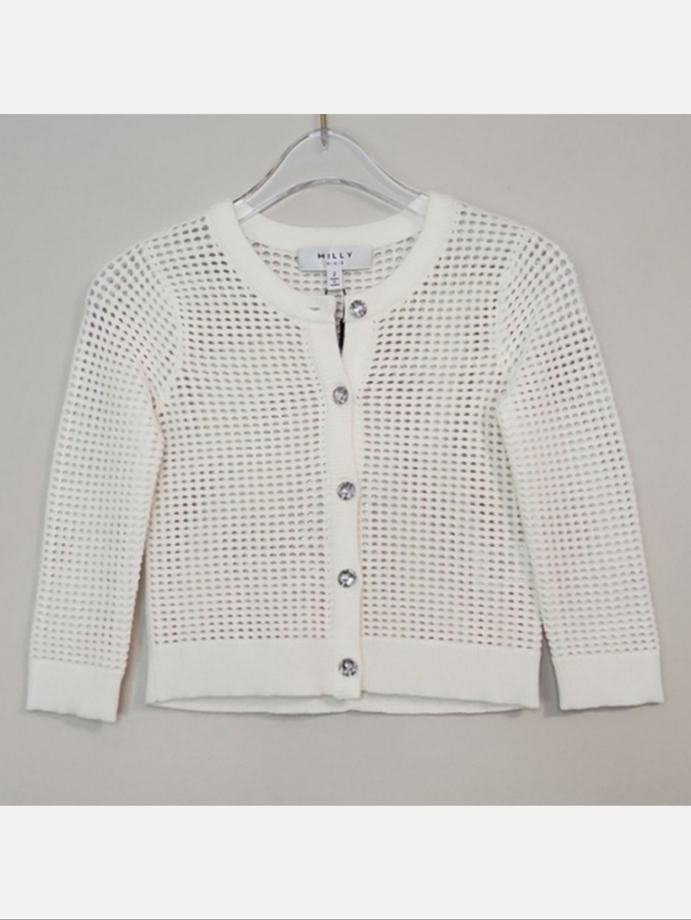 Milly Minis Perforated Cardigan Sweater, Size 2 ~ NWT